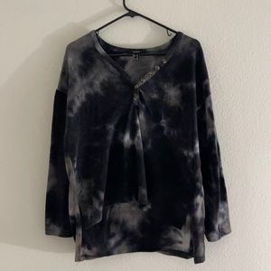 🔥USED-Black Marble High Low Oversized Long Sleeve